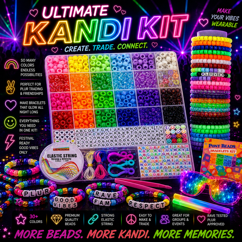 Rainbow Rush Kandi Beads – 1,000 Piece Festival Bead Collection