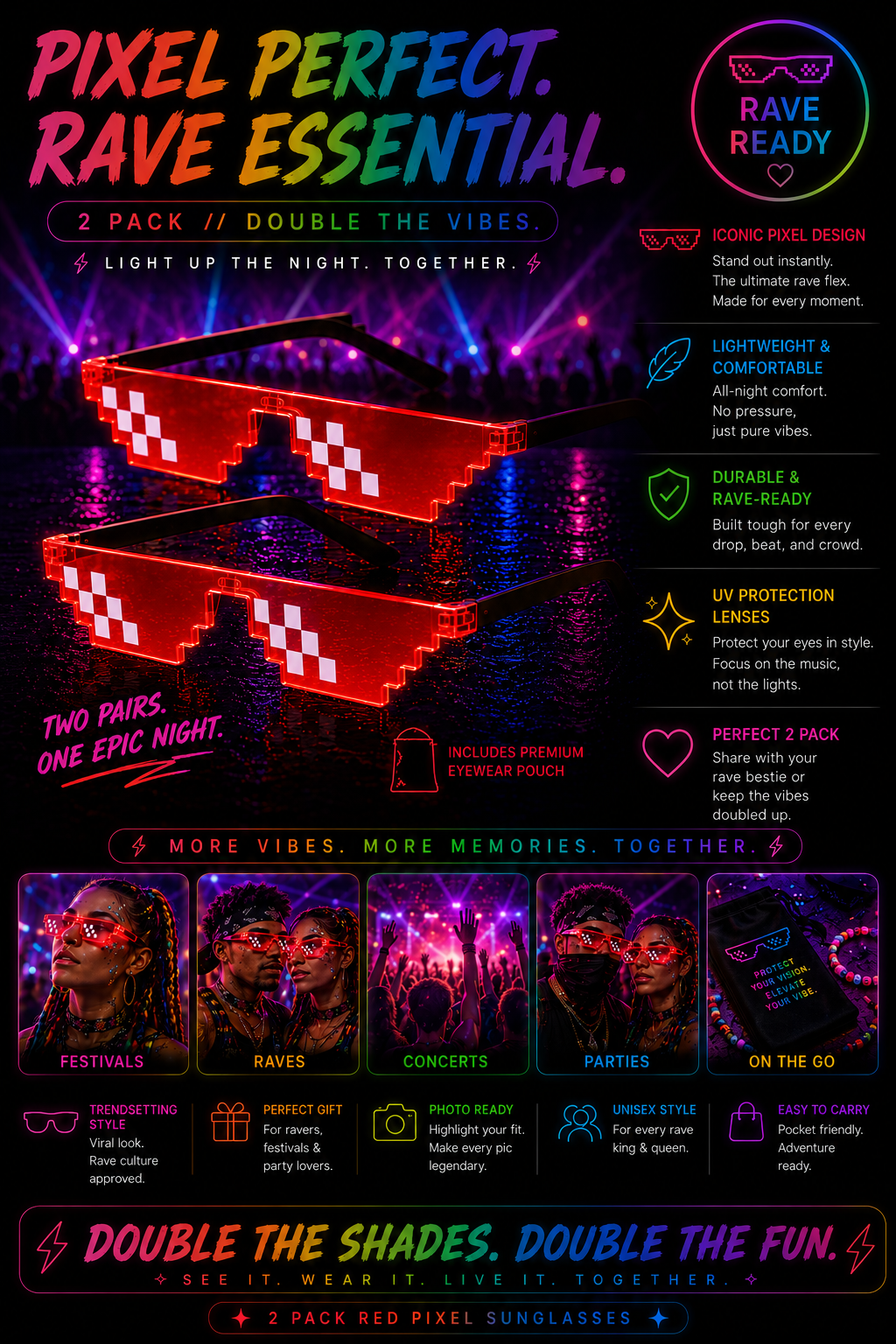 Bass Face Shades – Pixel Festival Glasses