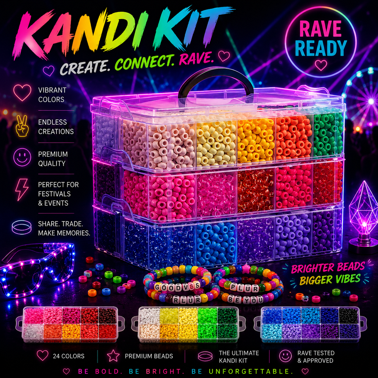 Kandi Kingdom Mega Kit – 10,000 Piece Ultimate Festival Bead Collection
