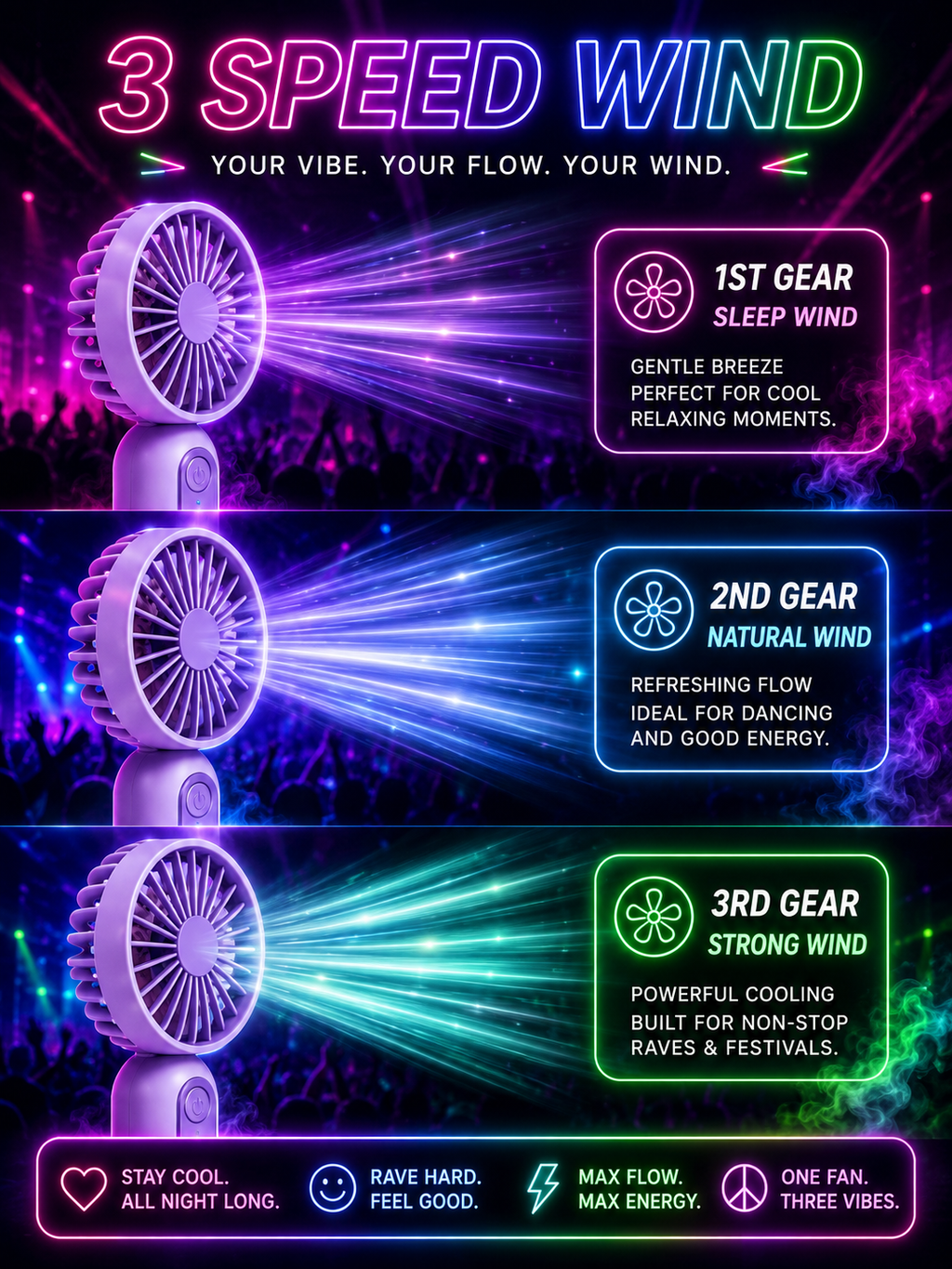 Festival Breeze Mini Fan – USB Rechargeable Cooling Fan