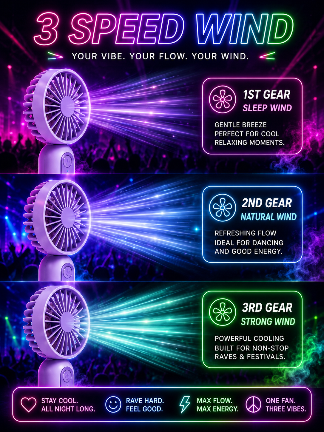 Festival Breeze Mini Fan – USB Rechargeable Cooling Fan