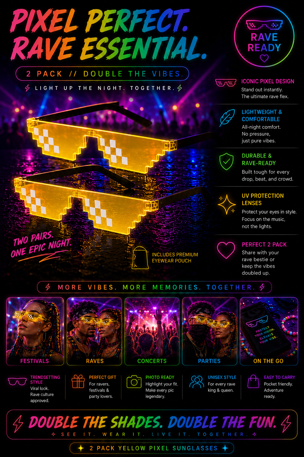 Bass Face Shades – Pixel Festival Glasses