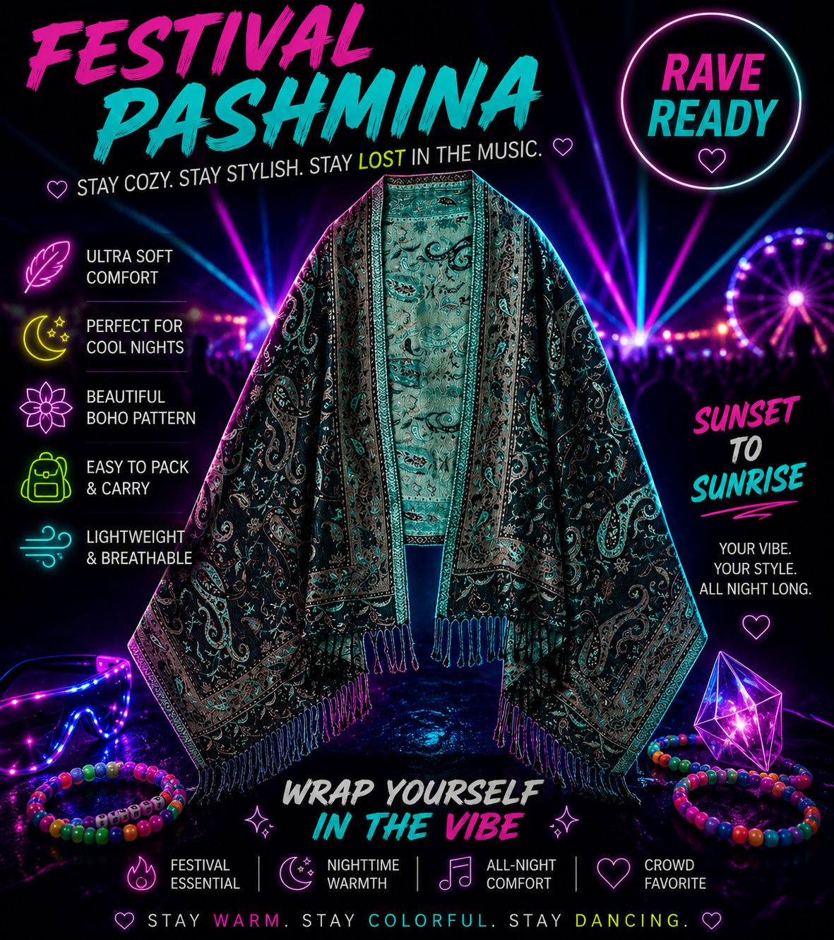 Midnight Forest Pashmina