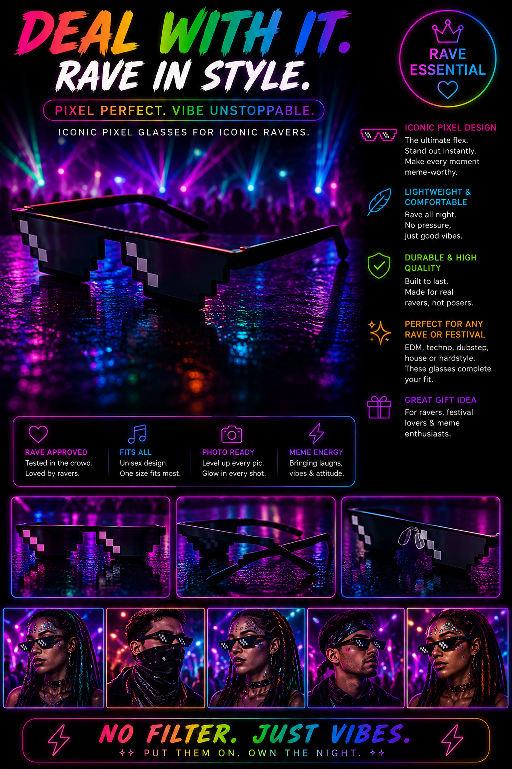 Bass Face Shades – Pixel Festival Glasses