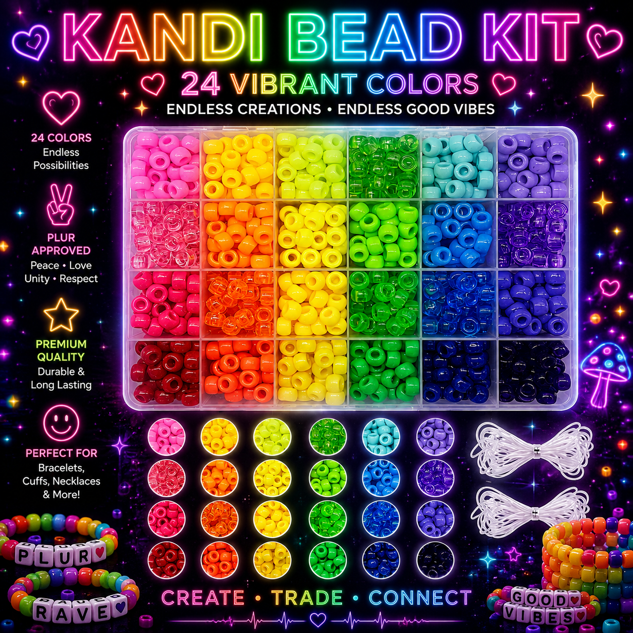 PLUR Starter Kandi Kit – 1,700 Piece Friendship Bracelet Collection