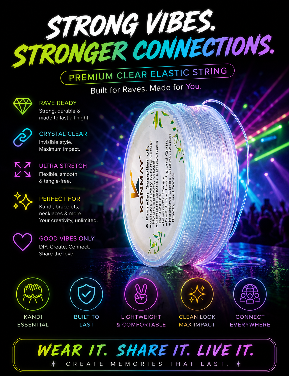 Infinite Flow Stretch Cord – Festival Bracelet String