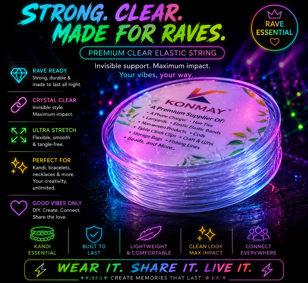 Infinite Flow Stretch Cord – Festival Bracelet String