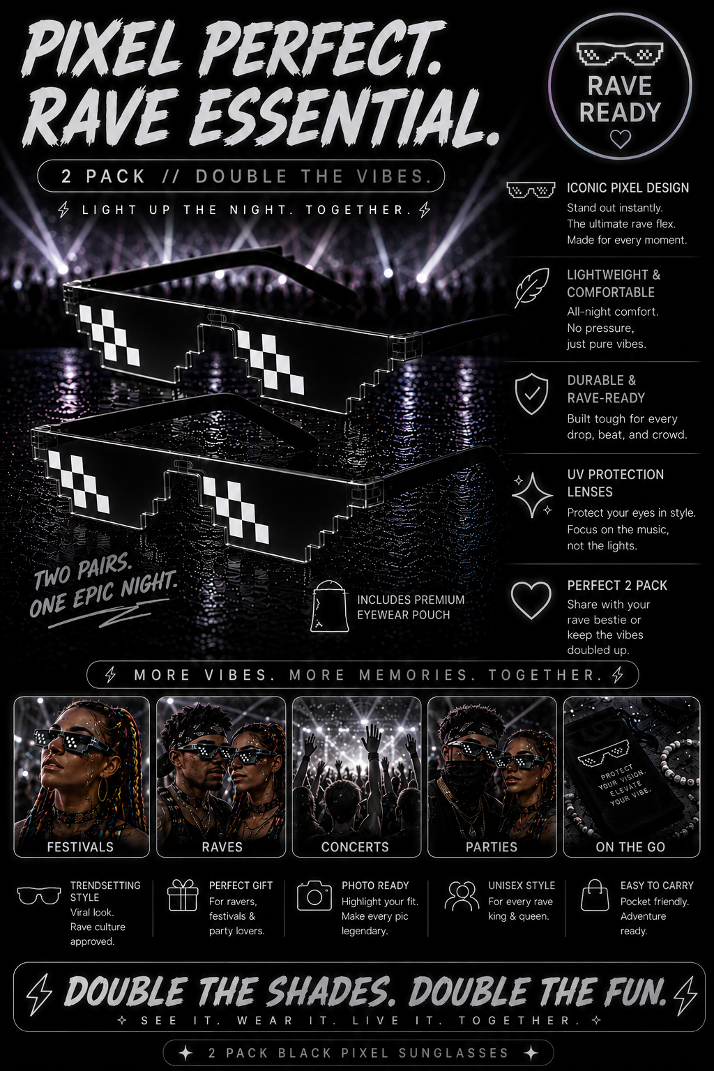 Bass Face Shades – Pixel Festival Glasses
