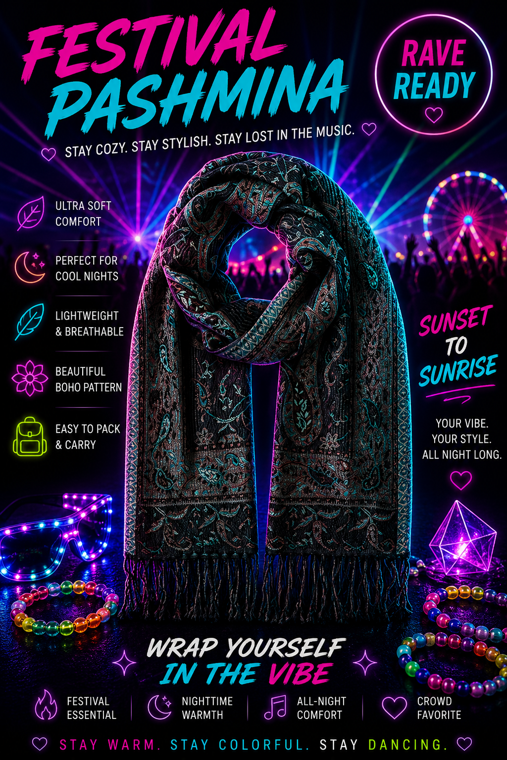 Midnight Forest Pashmina